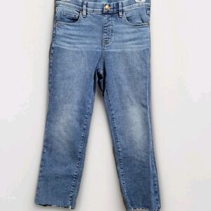 JAG Valentina Straight Crop Jeans Sz 6 x 25 Pull On Hi Rise Raw Hem Medium Wash